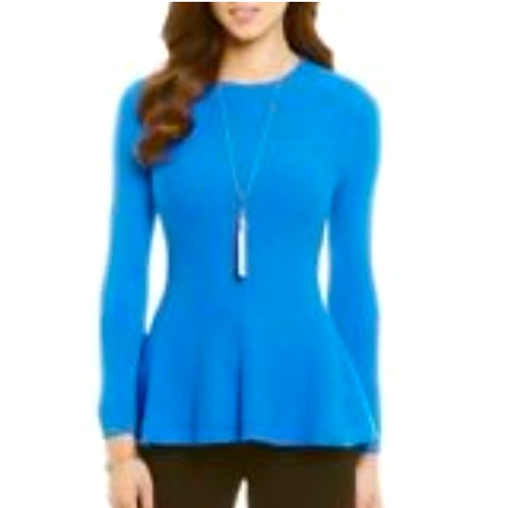 Antonio Melani 100% cashmere blue peplum sweater Large